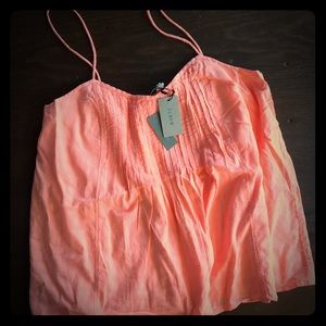 J Crew neon coral pin tick cami